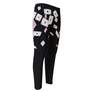 Falling Casino Card Print Men's Compression Pants