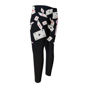 Falling Casino Card Print Men's Compression Pants