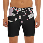 Falling Casino Card Print Men's Long Boxer Briefs