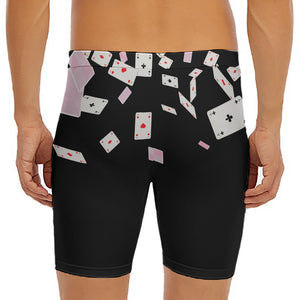 Falling Casino Card Print Men's Long Boxer Briefs