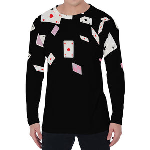 Falling Casino Card Print Men's Long Sleeve T-Shirt