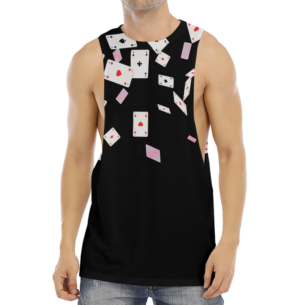 Falling Casino Card Print Men's Muscle Tank Top