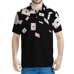 Falling Casino Card Print Men's Polo Shirt