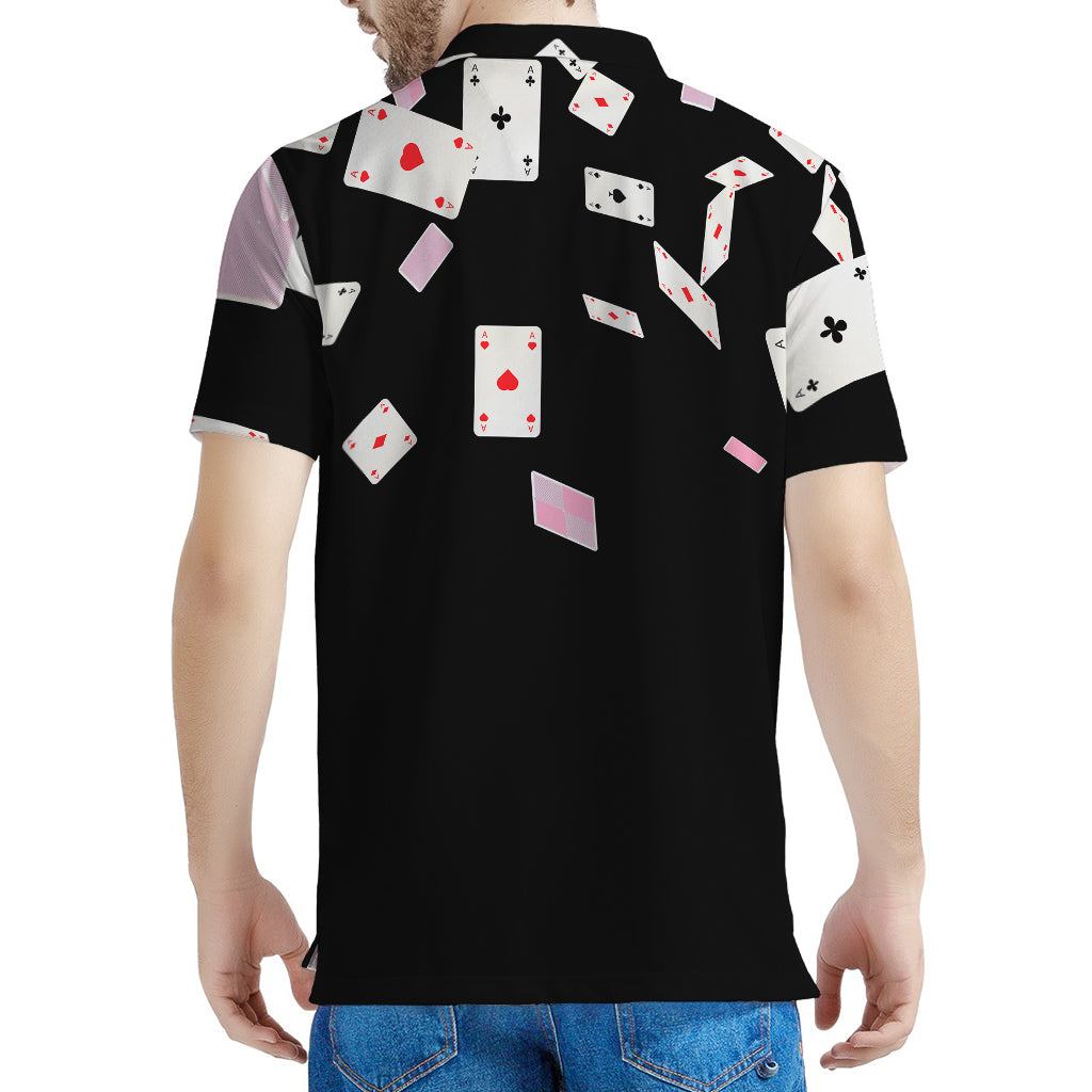 Falling Casino Card Print Men's Polo Shirt