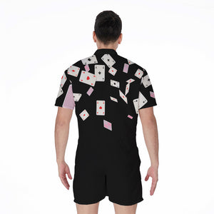 Falling Casino Card Print Men's Rompers