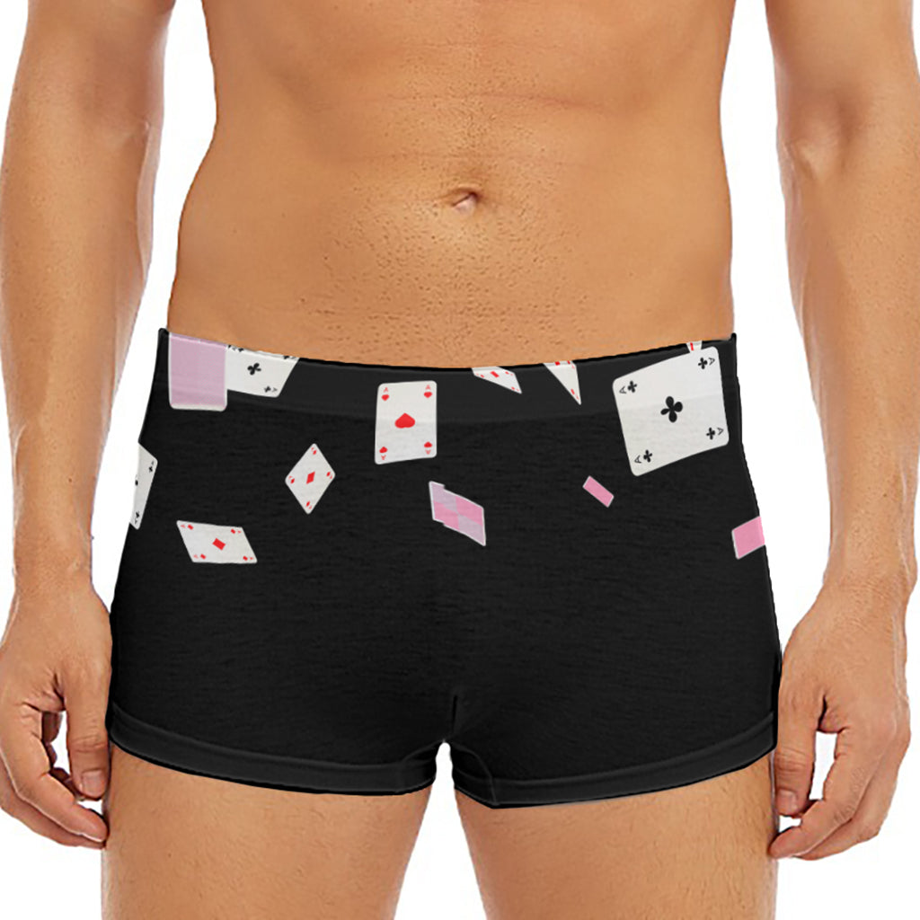 Falling Casino Card Print Men's Short Boxer Briefs