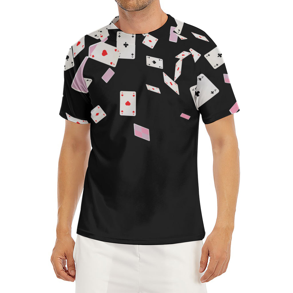 Falling Casino Card Print Men's Short Sleeve Rash Guard