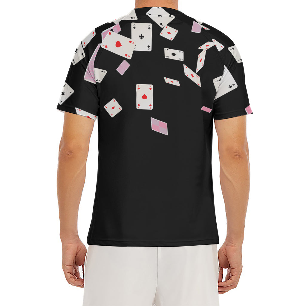 Falling Casino Card Print Men's Short Sleeve Rash Guard