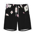 Falling Casino Card Print Men's Athletic Shorts