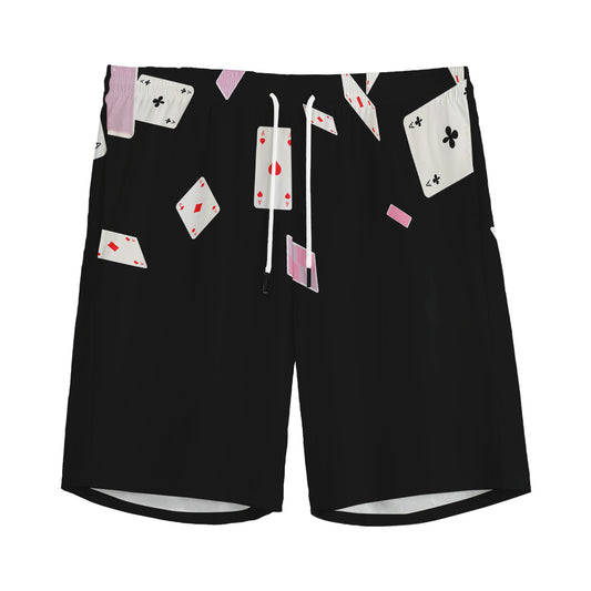 Falling Casino Card Print Men's Sports Shorts