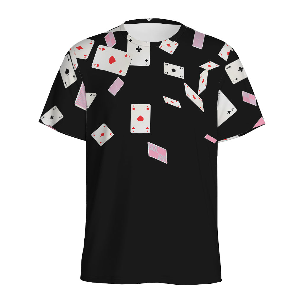 Falling Casino Card Print Men's Sports T-Shirt