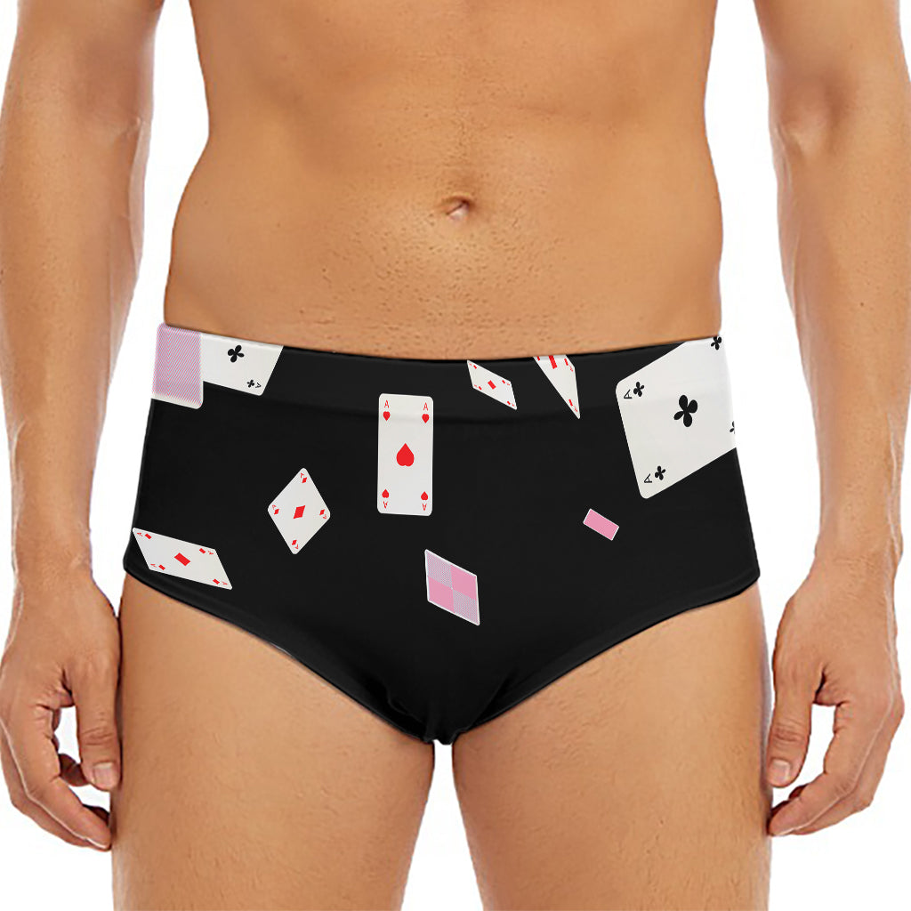 Falling Casino Card Print Men's Triangle Swim Briefs