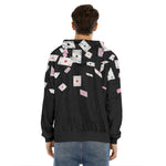 Falling Casino Card Print Men's Velvet Pullover Hoodie