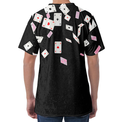 Falling Casino Card Print Men's Velvet T-Shirt