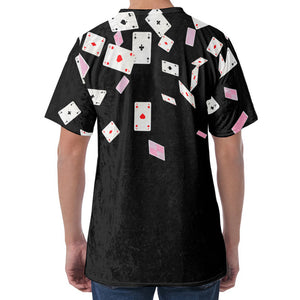 Falling Casino Card Print Men's Velvet T-Shirt