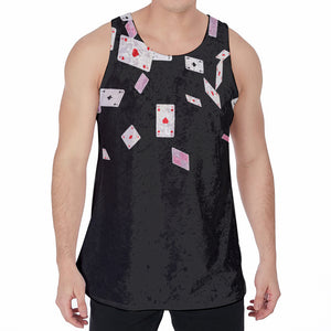 Falling Casino Card Print Men's Velvet Tank Top