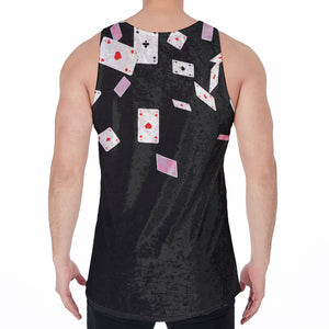 Falling Casino Card Print Men's Velvet Tank Top