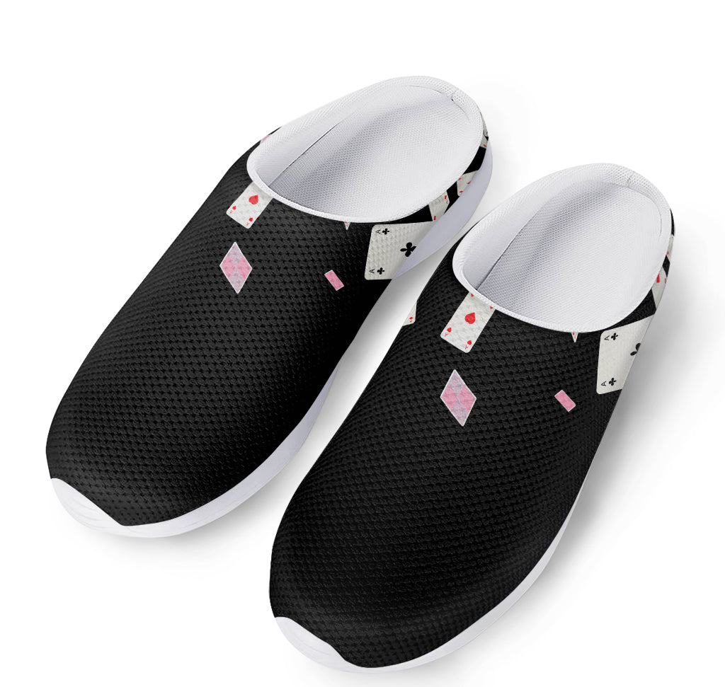 Falling Casino Card Print Mesh Casual Shoes