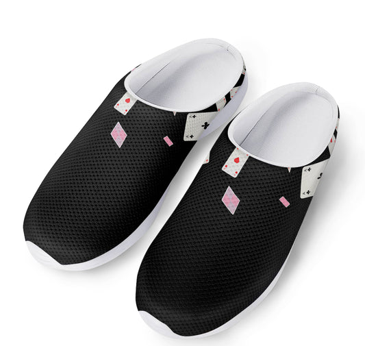 Falling Casino Card Print Mesh Casual Shoes