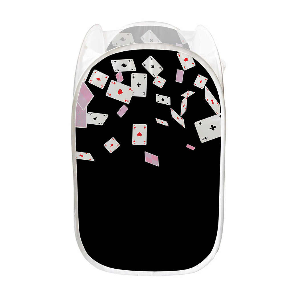 Falling Casino Card Print Mesh Laundry Hamper