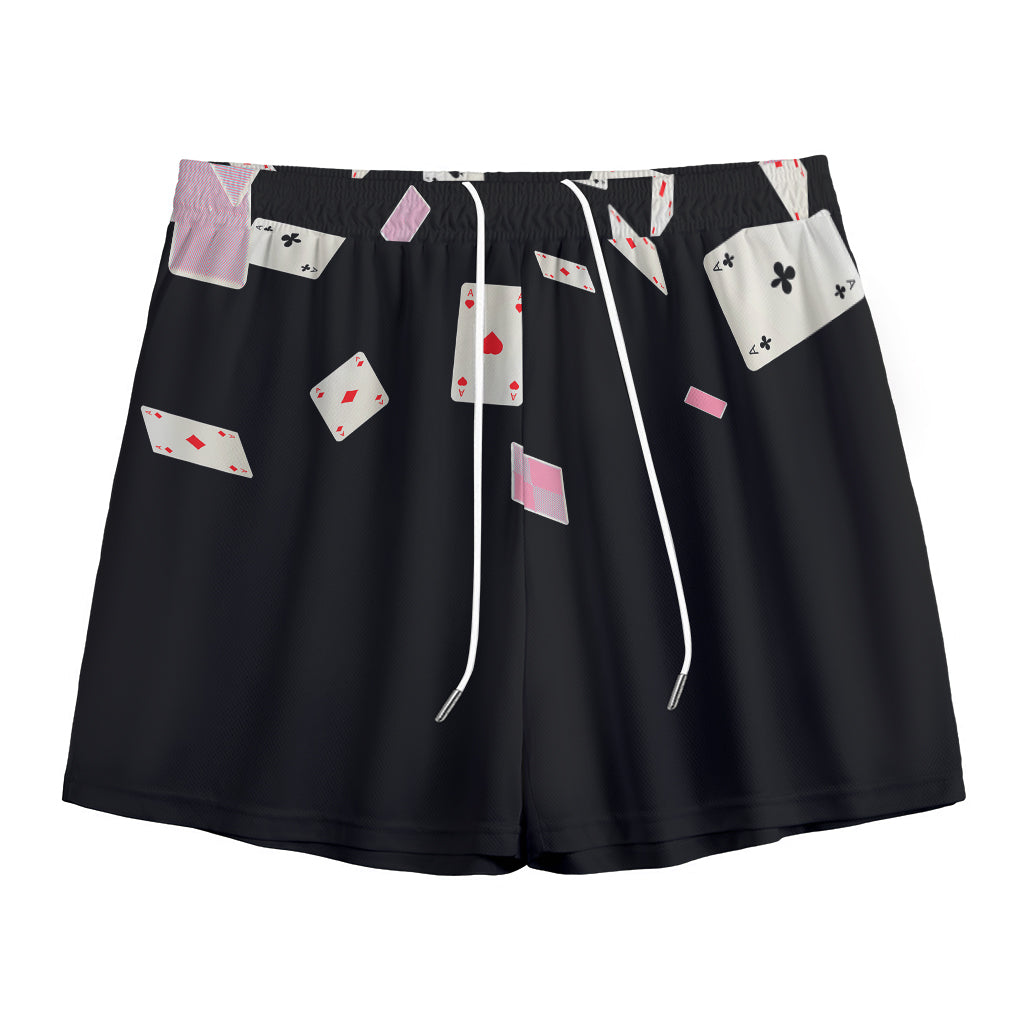 Falling Casino Card Print Mesh Shorts