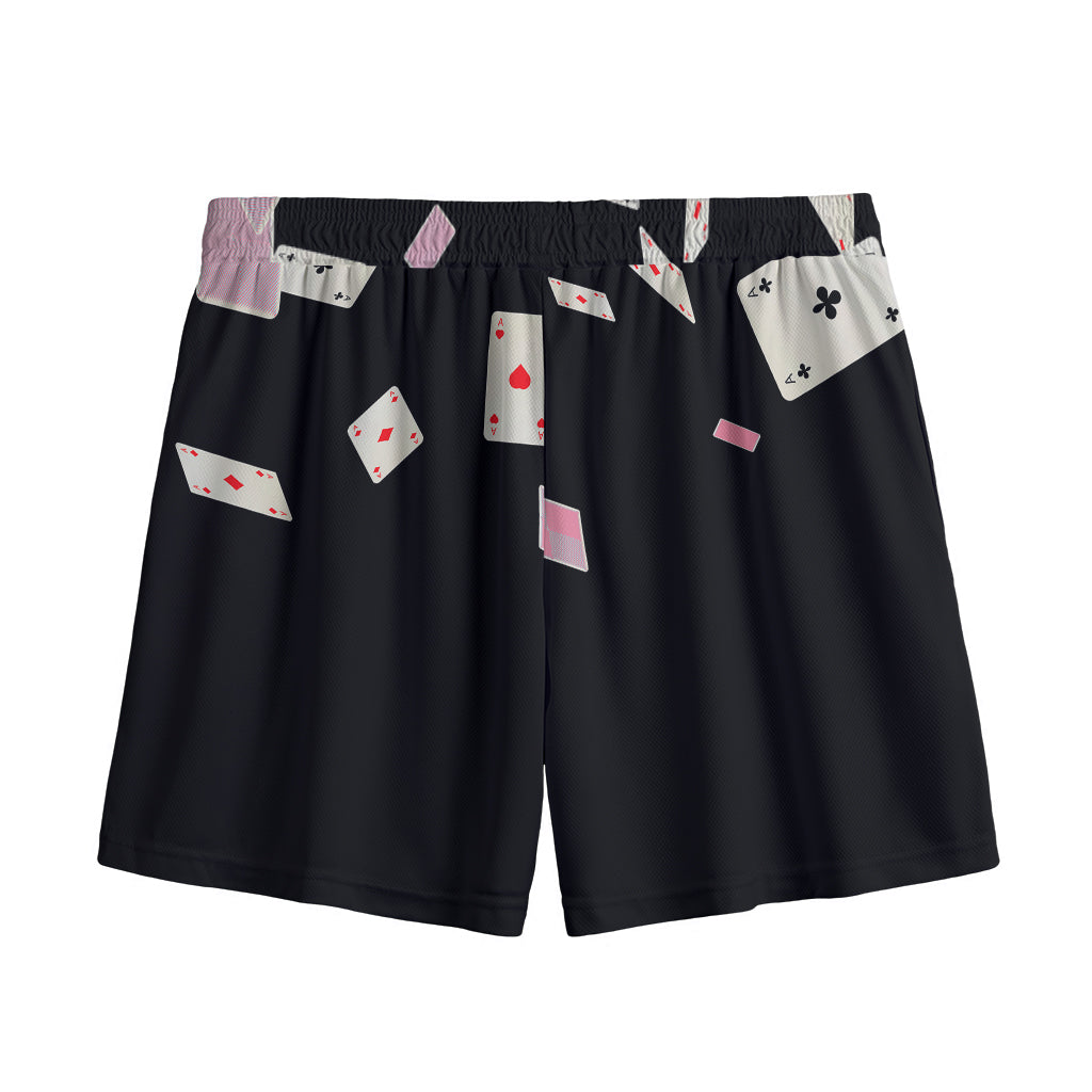 Falling Casino Card Print Mesh Shorts