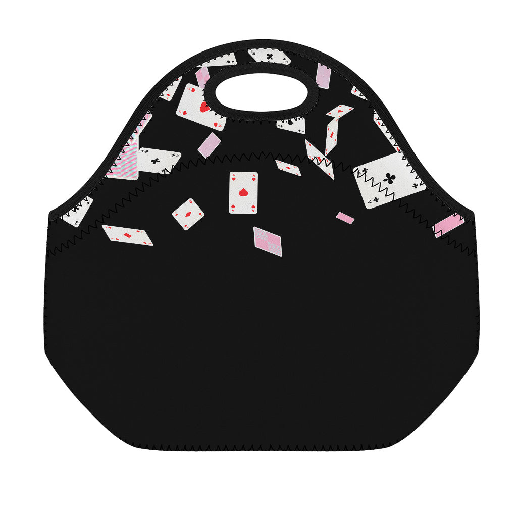 Falling Casino Card Print Neoprene Lunch Bag