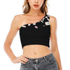 Falling Casino Card Print One Shoulder Crop Top