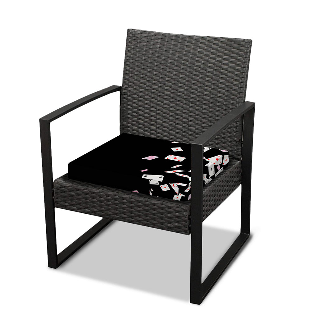 Falling Casino Card Print Outdoor Seat Cushion Cover