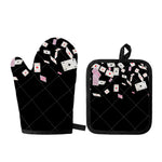 Falling Casino Card Print Oven Mitt And Pot Holder Set