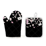 Falling Casino Card Print Oven Mitt And Pot Holder Set