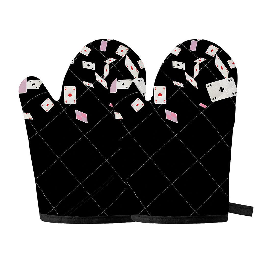 Falling Casino Card Print Oven Mitts