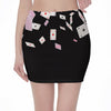 Falling Casino Card Print Pencil Mini Skirt