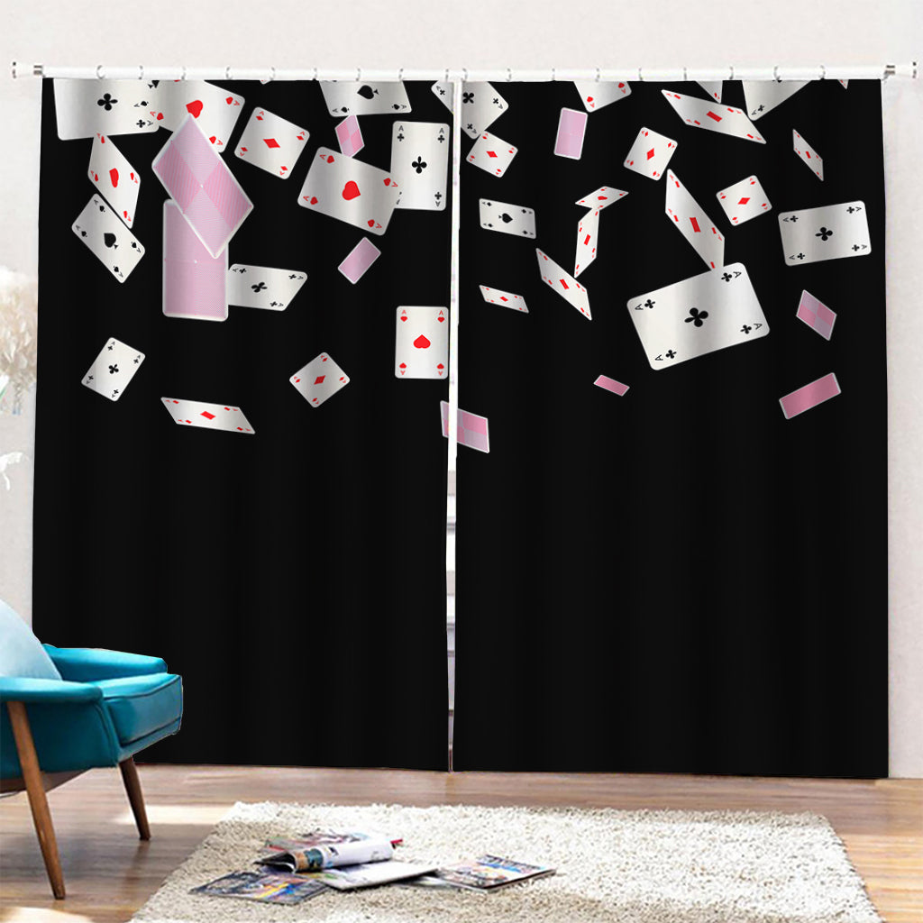 Falling Casino Card Print Pencil Pleat Curtains