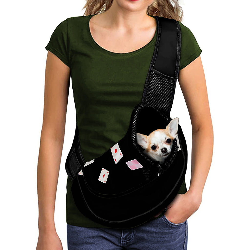 Falling Casino Card Print Pet Sling Carrier