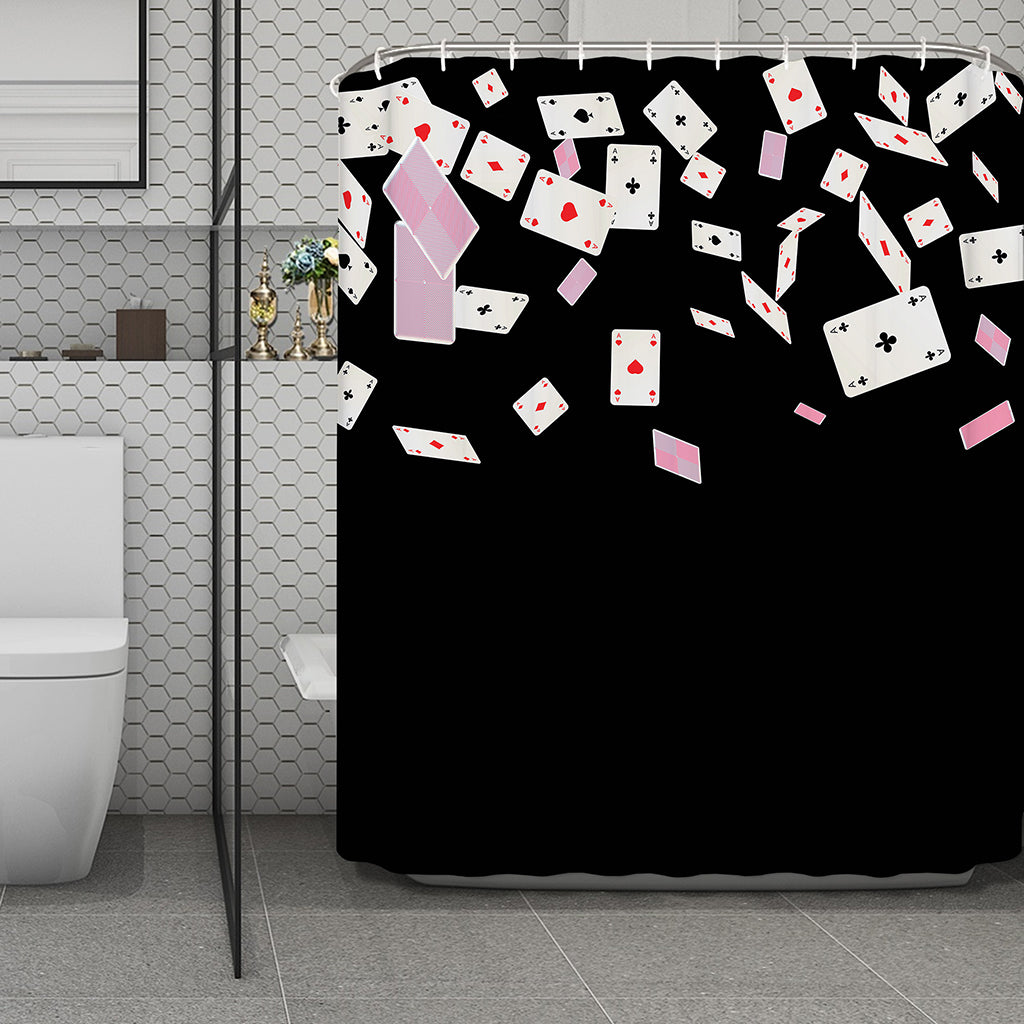 Falling Casino Card Print Polyester Shower Curtain