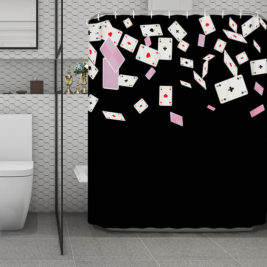 Falling Casino Card Print Polyester Shower Curtain