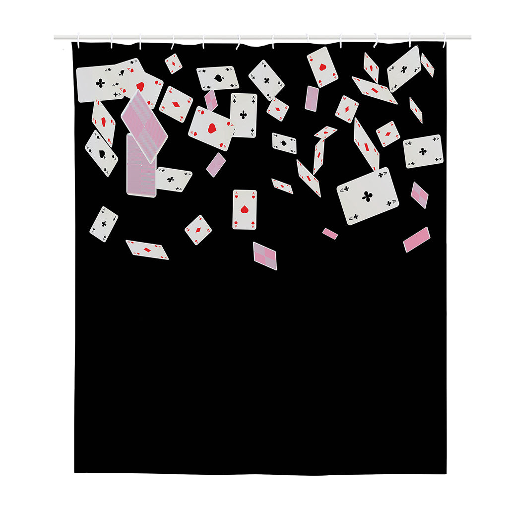 Falling Casino Card Print Polyester Shower Curtain