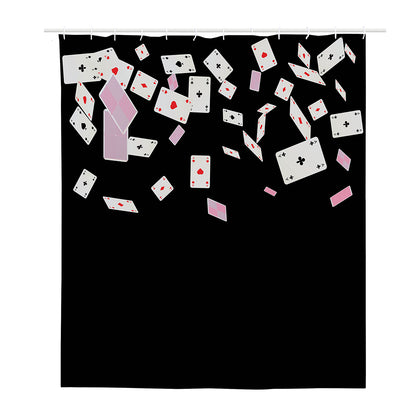 Falling Casino Card Print Polyester Shower Curtain