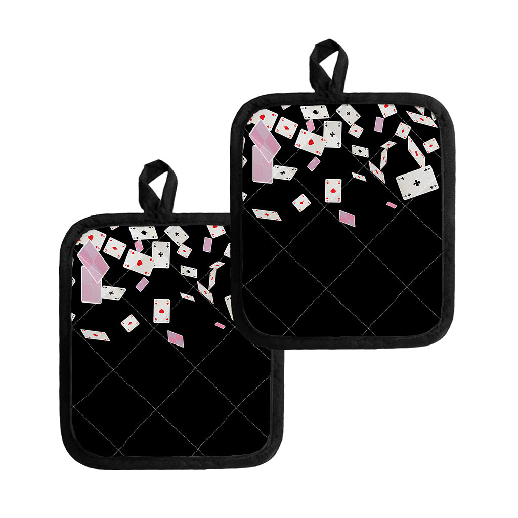 Falling Casino Card Print Pot Holders