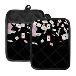 Falling Casino Card Print Pot Holders With Pocket