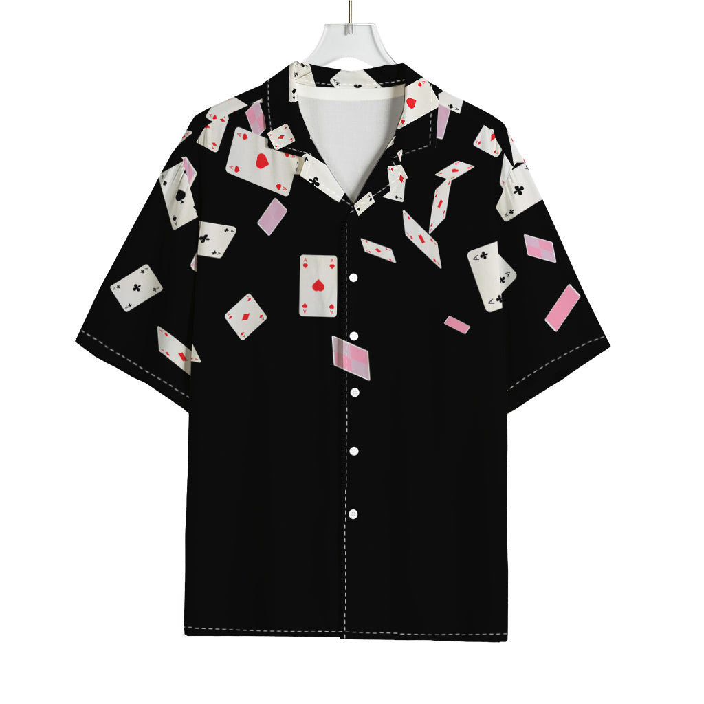 Falling Casino Card Print Rayon Hawaiian Shirt