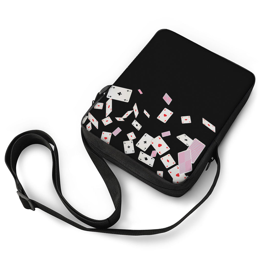 Falling Casino Card Print Rectangular Crossbody Bag