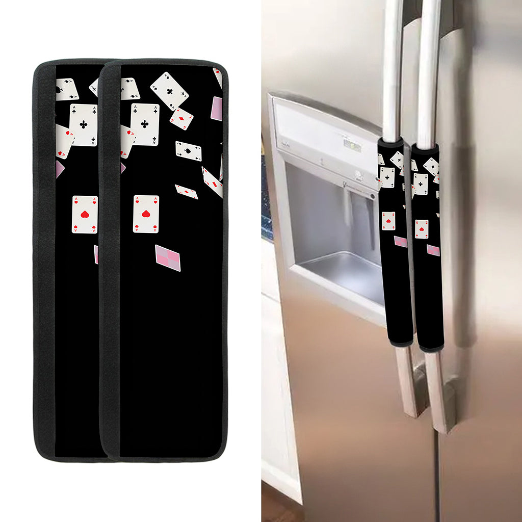 Falling Casino Card Print Refrigerator Handle Covers