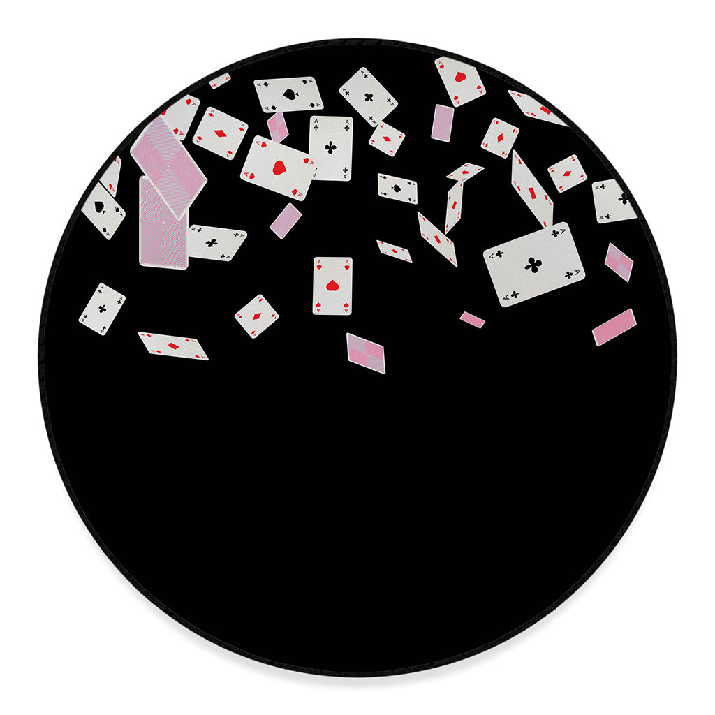 Falling Casino Card Print Round Floor Mat