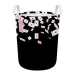 Falling Casino Card Print Round Laundry Basket