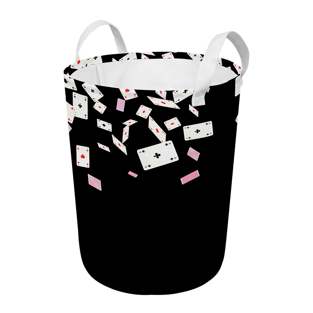 Falling Casino Card Print Round Laundry Basket