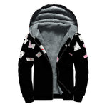 Falling Casino Card Print Sherpa Lined Zip Up Hoodie