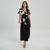 Falling Casino Card Print Short Sleeve Maxi Dress