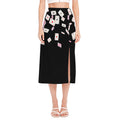Falling Casino Card Print Side Slit Midi Skirt